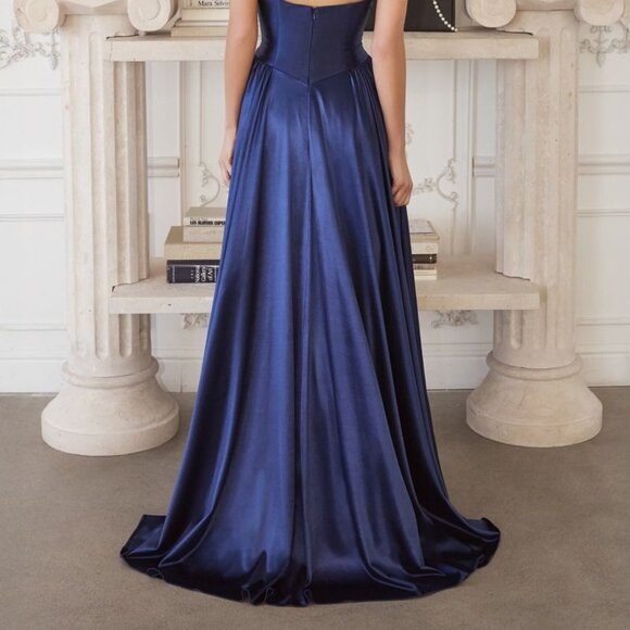 New Black Off The Shoulder A-Line Bridesmaid Dress w/ Basque Waistline CD T821 - Picture 7 of 10